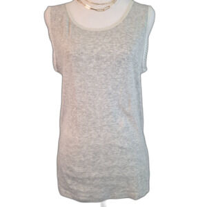 Cuddl Duds Sleep Tank. Large. Gray Lace Eyelet Crochet Pajama Lounge